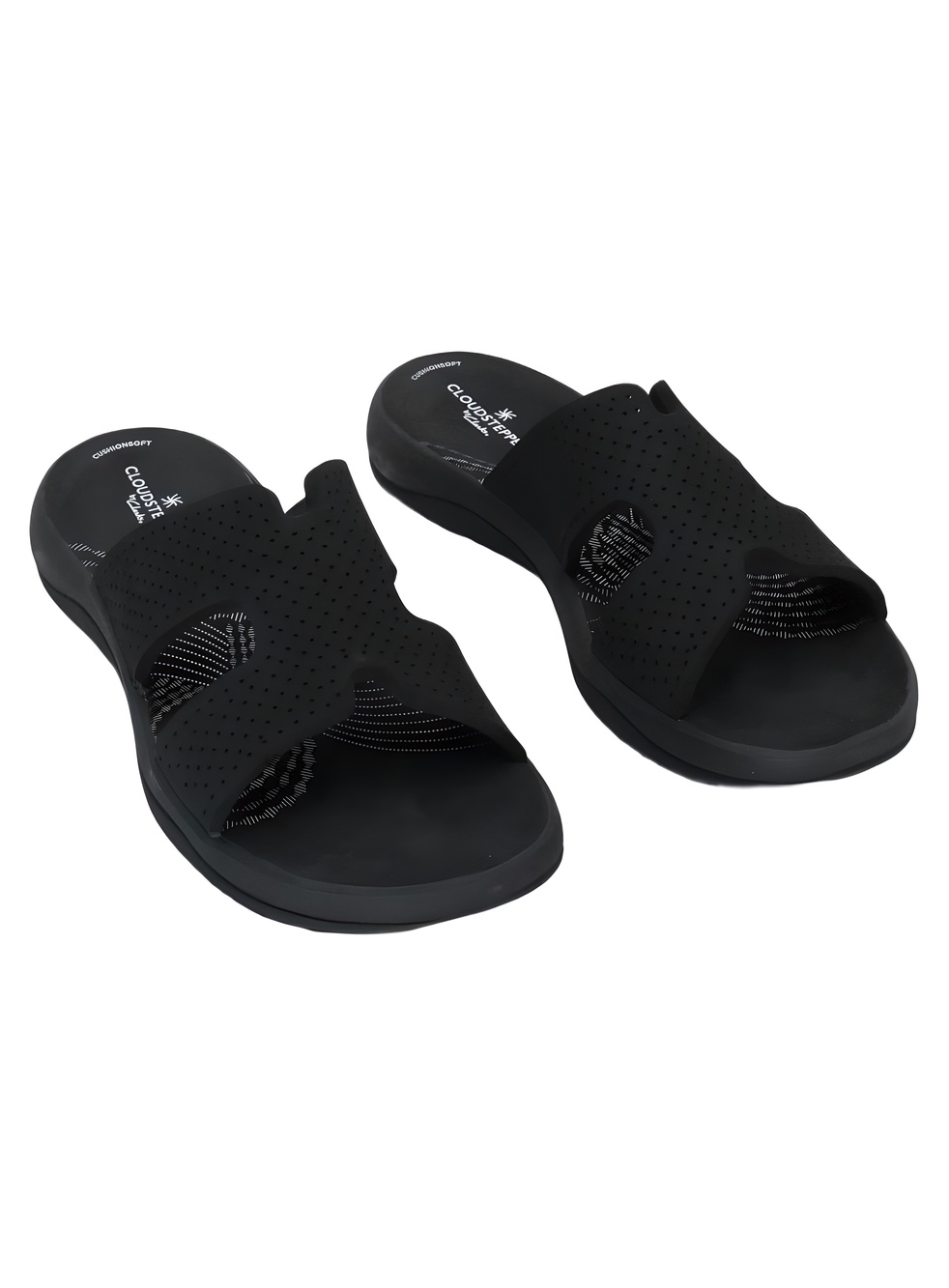Clarks Sunmaze Bali Black Cloudsteppers Slide Sandals Size 10M